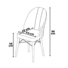 Hanah Home Juego de 6 Sillas Ritim - Negro, Tela Babyface y Patas Madera